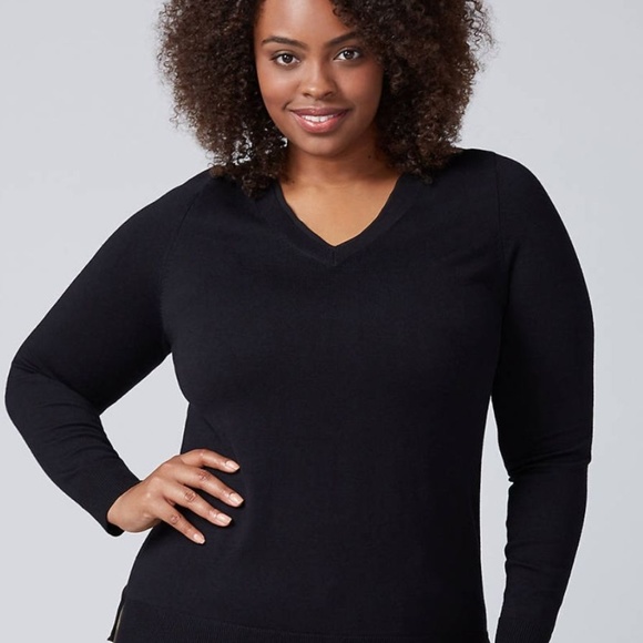 Lane Bryant Sweaters - NWT Lane Bryant Chiffon Trim V-neck Sweater